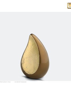 Druppel urn bruin met goud K581