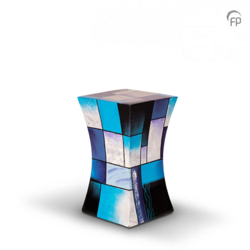 Glasfiber urn blauw