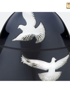 Premium Urn Antraciet grijs met zilverkleurige vogels A270 zoom