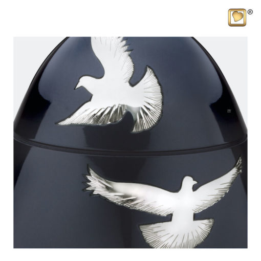 Premium Urn Antraciet grijs met zilverkleurige vogels A270 zoom
