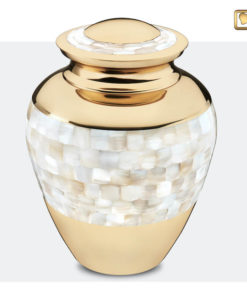 Premium Urn goudkleurig met parelmoer decoratie A230