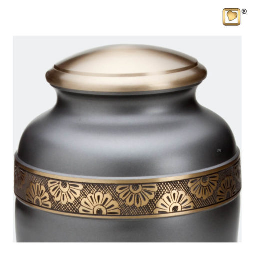 Premium Urn mat grijs met gouden bloemdecoratie A902 zoom