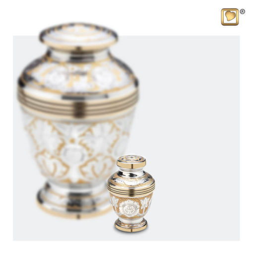 Premium Urn zilver met gouden decoratie A250 set