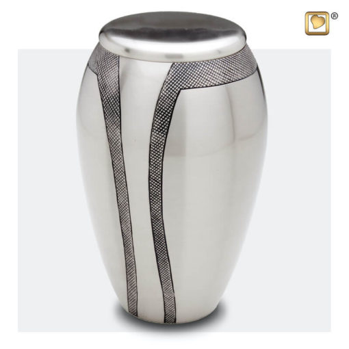 Premium urn mat zilver met donkergrijze decoratie A505