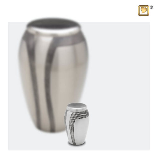 Premium urn mat zilver met donkergrijze decoratie A505 set