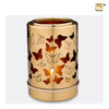 Premium urn waxinelichthouder goud met vlinders T711