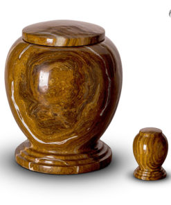 Marmeren urn bruin met witte tinten