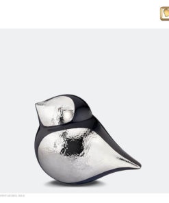 Soulbird urn vogel mat zwart met glanzend zilver K560