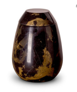 Marmeren urn, zwart met bruine tinten