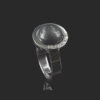 Zilveren ring met bolle ronden steen en vingerafdruk met 5 zirkonia stenen