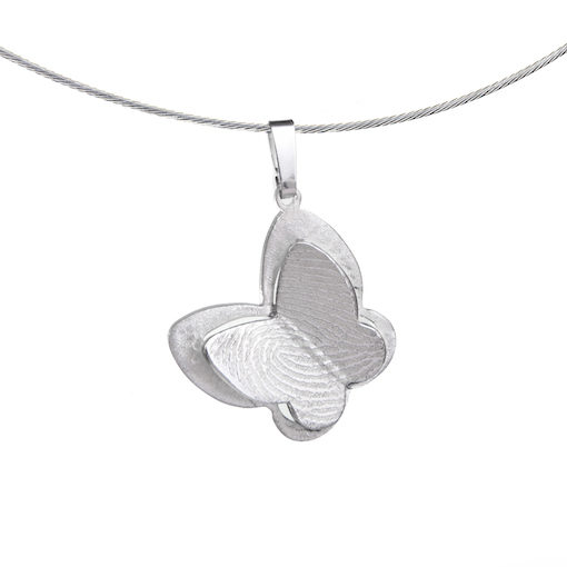 Leuren gezond verstand doel Zilveren hanger met vingerafdruk, vlinder - Herdenkingswinkel
