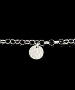 Zilveren armband met hanger en vingerafdruk, rond met zirkonia steen
