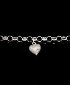 Zilveren armband met hanger en vingerafdruk, hartje