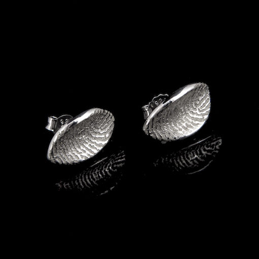 Zilveren manchetknopen met vingerafdruk, bladvorm