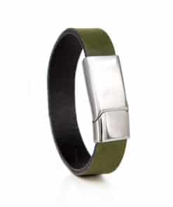 Donker groene leren armband