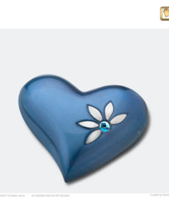 Mini urn hart met bloem blauw met Swarovski-element H271