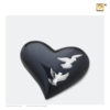 Mini urn hart met vogels antraciet met zilver H270