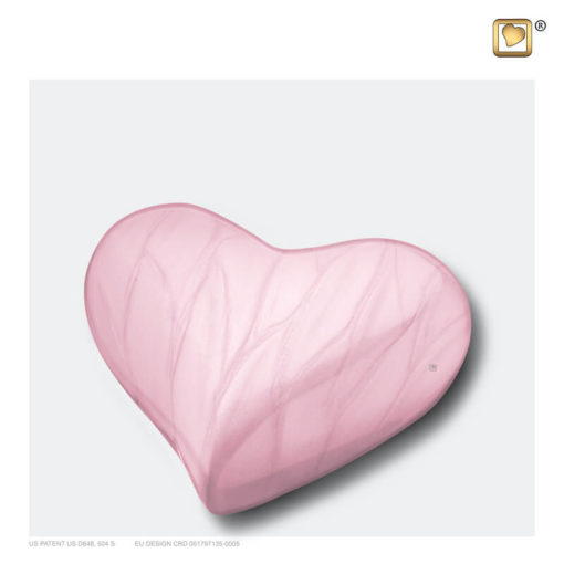 Mini urn hart parelmoer roze H667