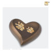 Mini urn hart vlinder bruin met goud H543
