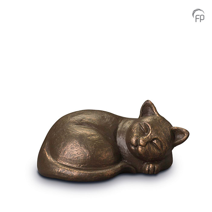 zoom verdieping Beweegt niet Klei urn | Liggende kat - Herdenkingswinkel