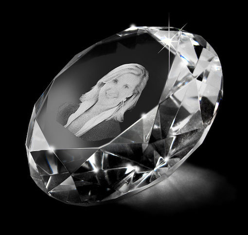 Glazen diamant met lasergravure