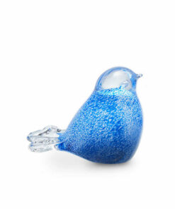 Glazen mini urn vogel | blauw wit