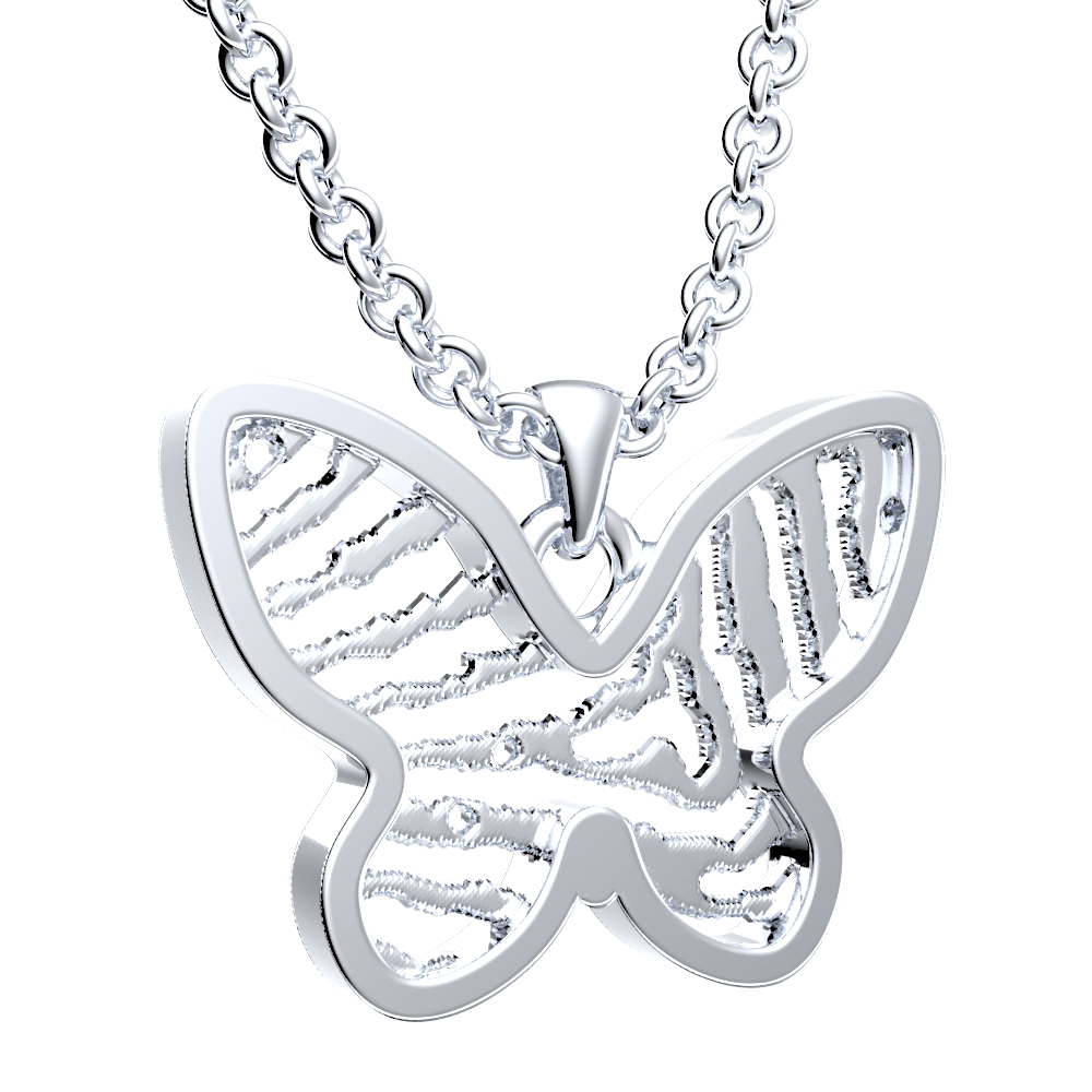Stijgen Verhoog jezelf kraan Zilveren doorzichtige hanger met vingerafdruk | vlinder - Herdenkingswinkel