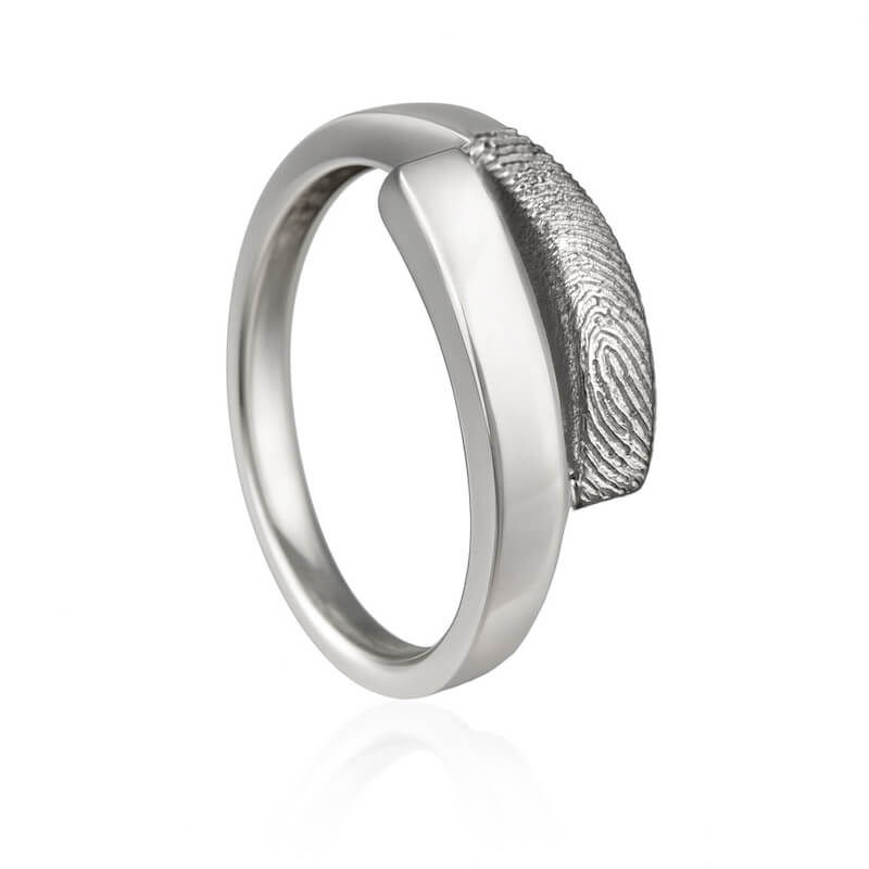 Zilveren ring met vingerafdruk overlappend RA-D066-G00 Zilveren ring met vingerafdruk overlappend