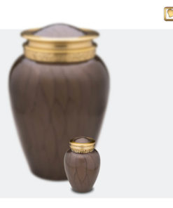 Premium urn bruin met gouden decoratie A291 set