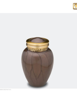 Premium urn bruin met gouden decoratie K291