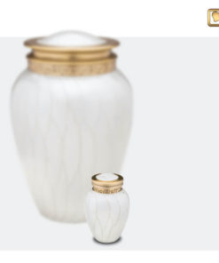 Premium urn wit met gouden decoratie A290 set