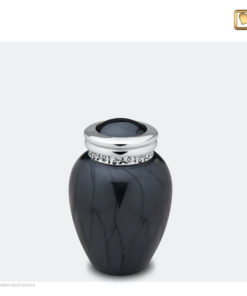 Premium urn zwart met zilveren decoratie K292