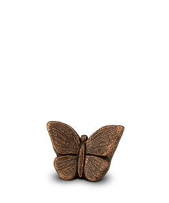 Keramische mini urn vlinder brons