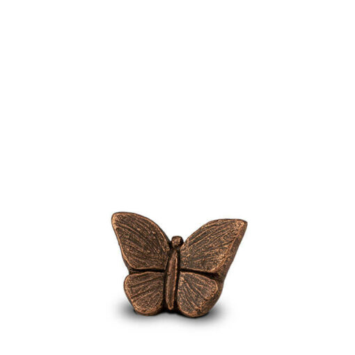 Keramische mini urn vlinder brons