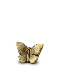 Keramische mini urn vlinder goud