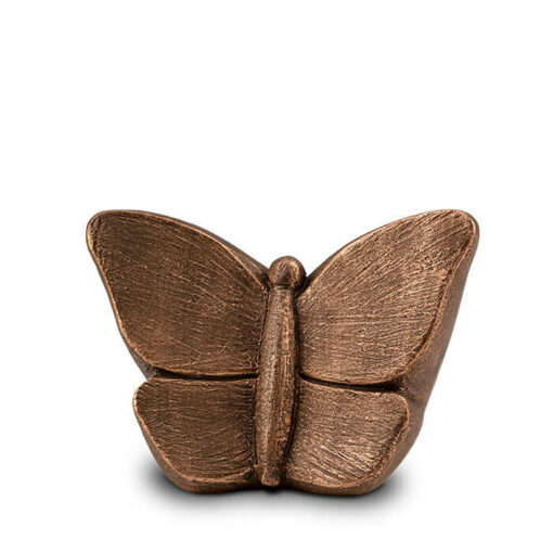 Keramische vlinder urn brons