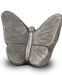 Keramische urn vlinder zilver
