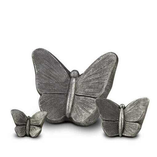 Keramische vlinder urn zilver