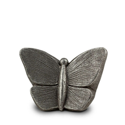 Keramische vlinder urn zilver