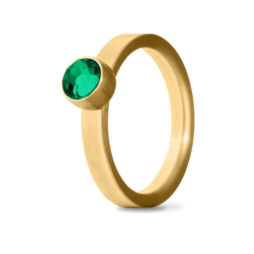 Goudkleurige asring Birthstone Mei